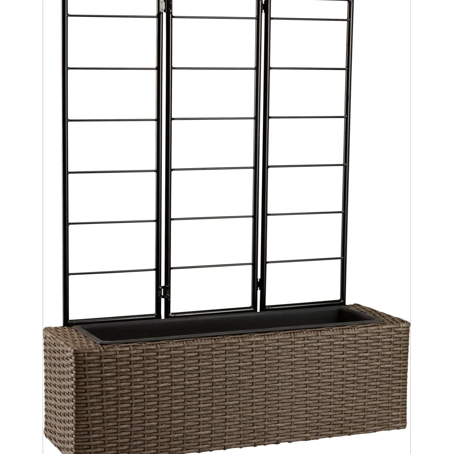 Fioriera da esterno con grigliato in polyrattan antracite 69x21x87 cm