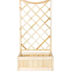 Fioriera da esterno con grigliato in legno naturale 80x39x146H cm