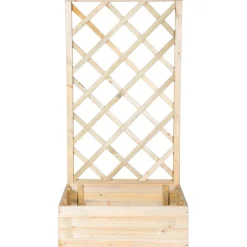 Fioriera da esterno con grigliato Basic in legno naturale 70x44x140 cm