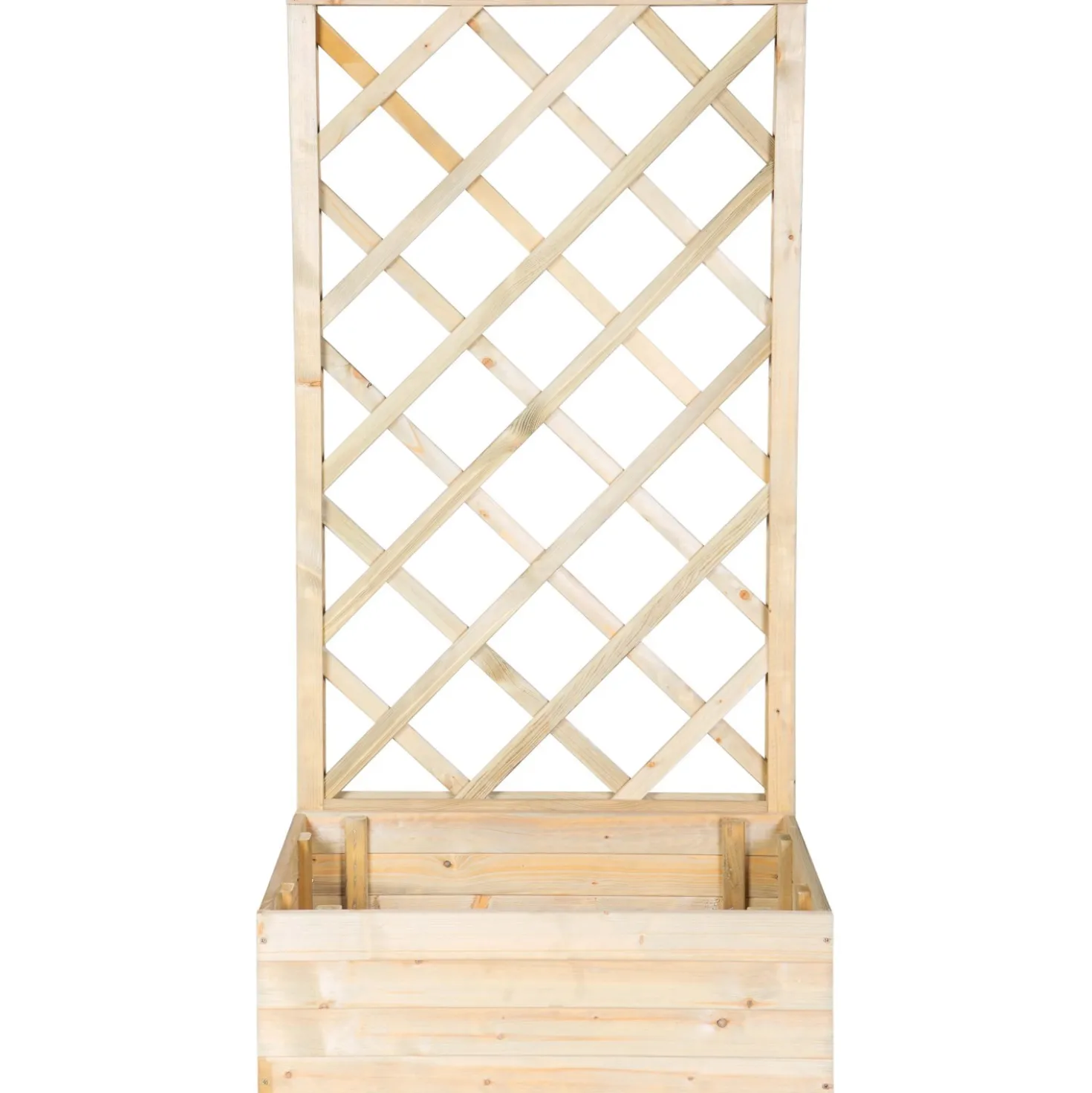 Fioriera da esterno con grigliato Basic in legno naturale 70x44x140 cm