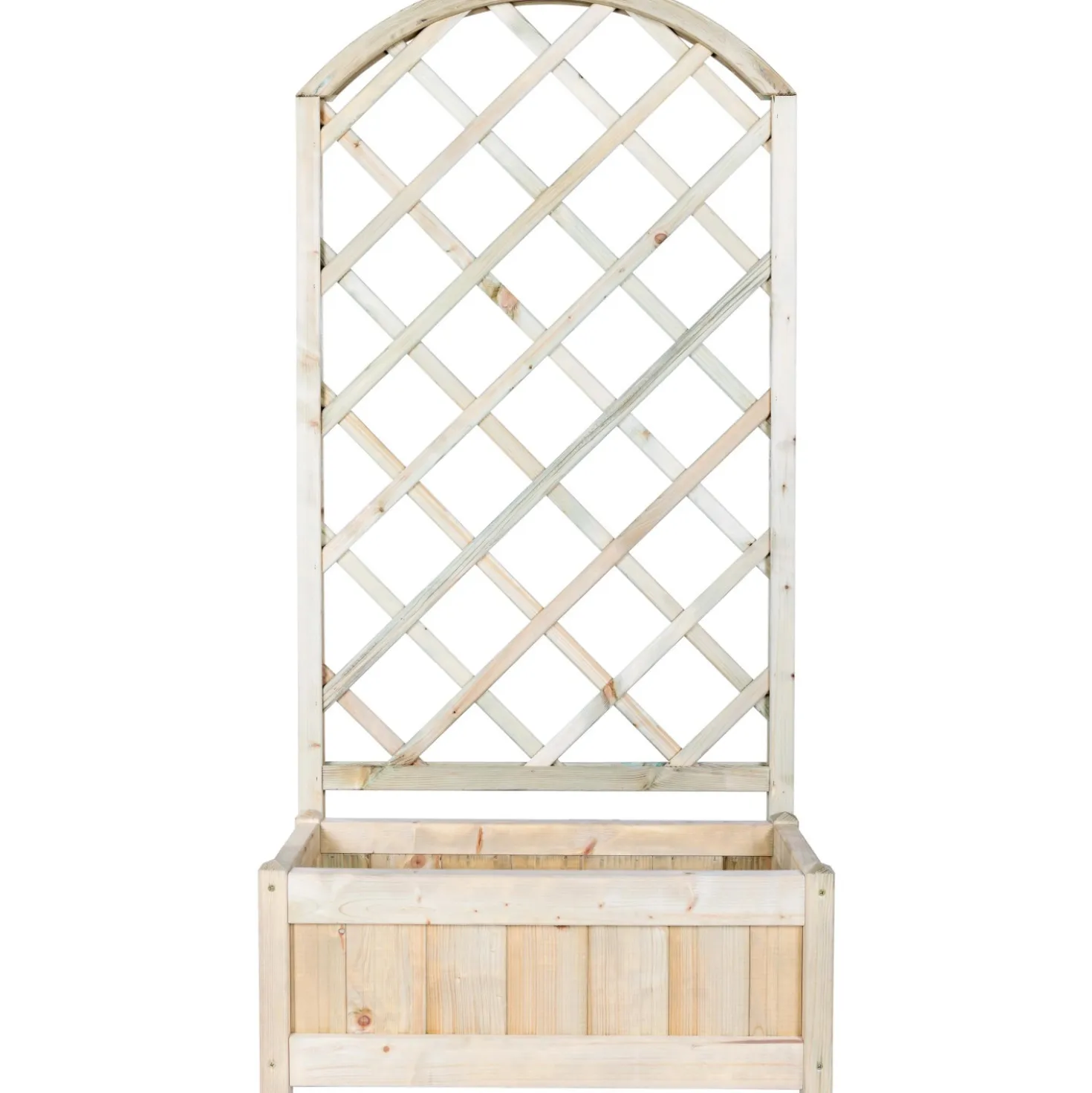 Fioriera da esterno con grigliato in legno naturale 80x39x169H cm