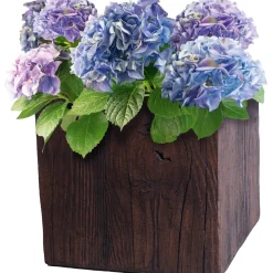 Fioriera da esterno in fiberclay effetto legno marrone scuro 28,5x30cm