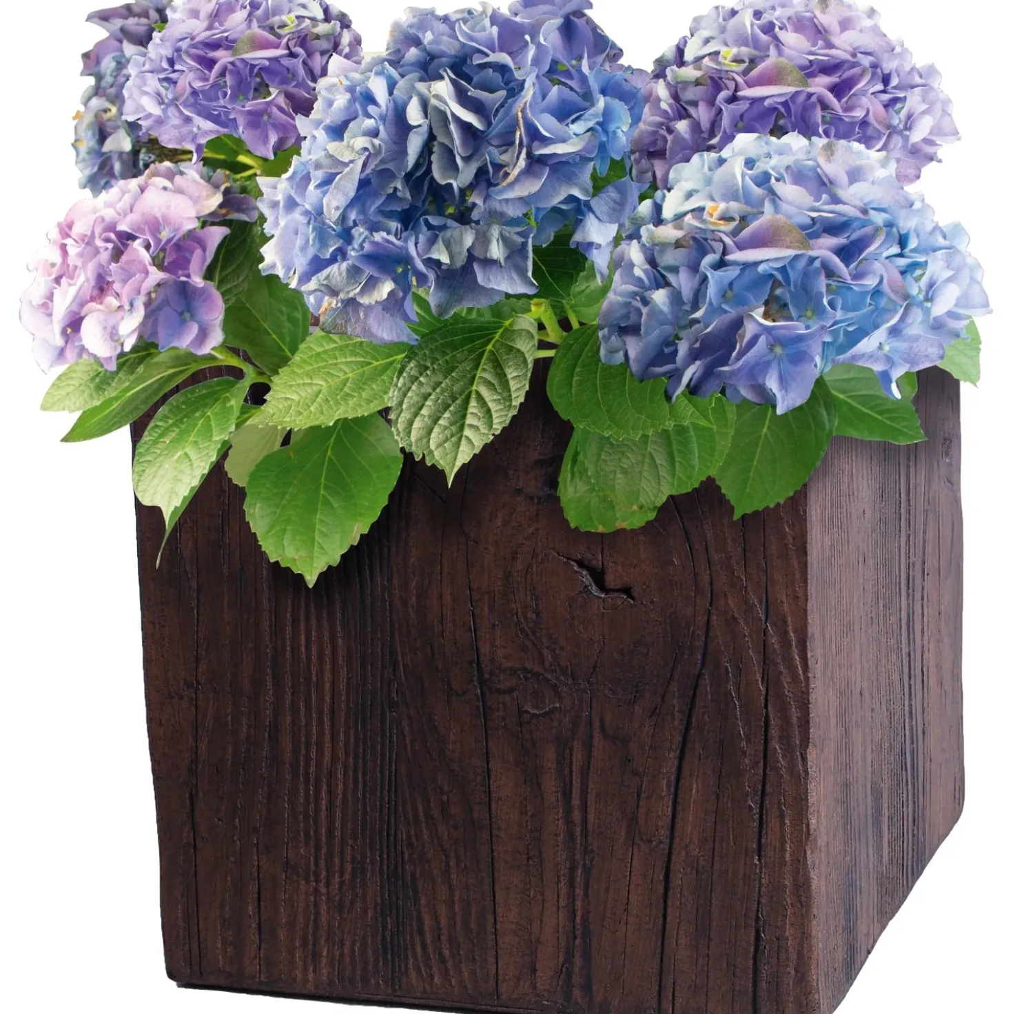 Fioriera da esterno in fiberclay effetto legno marrone scuro 28,5x30cm