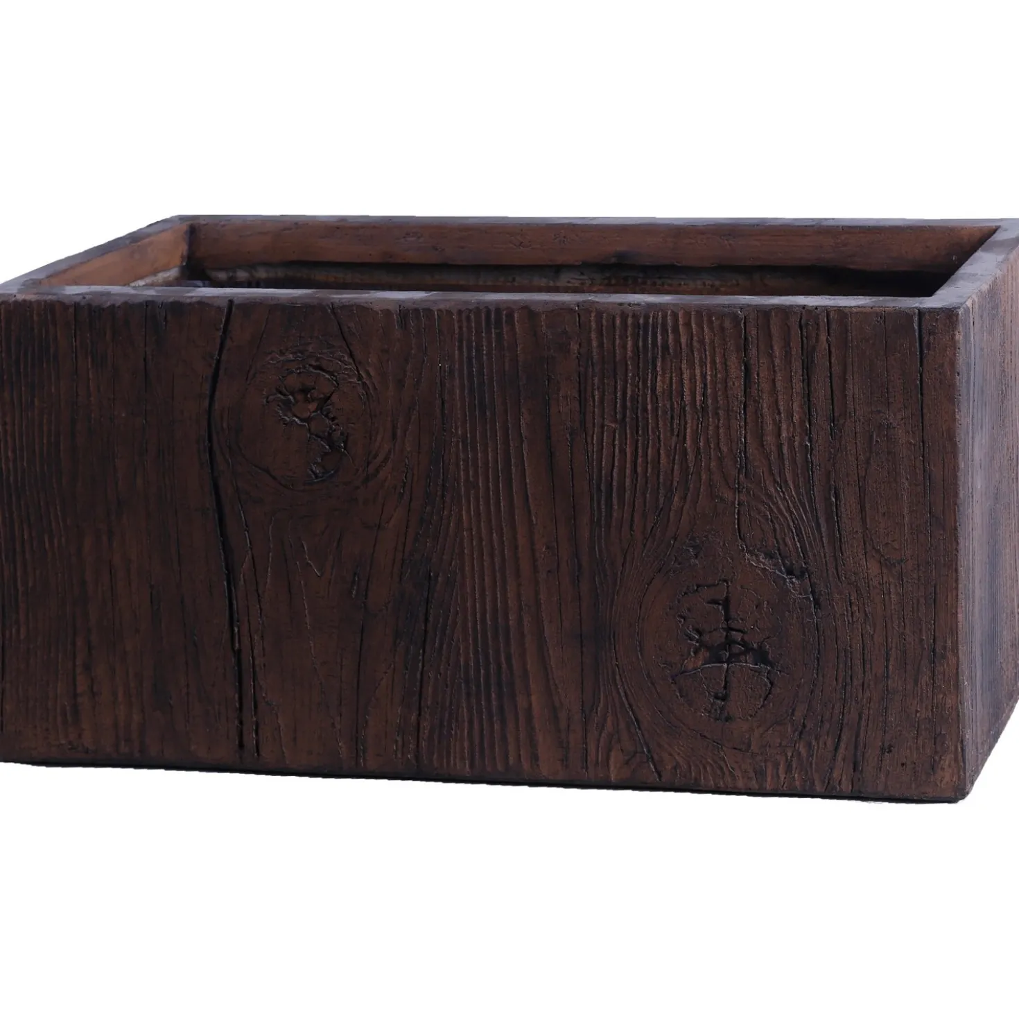Fioriera da esterno in fiberclay effetto legno marrone sc 21x49,5 cm