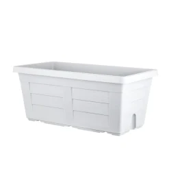 Fioriera da esterno in plastica effetto legno bianco 80x40x34 cm