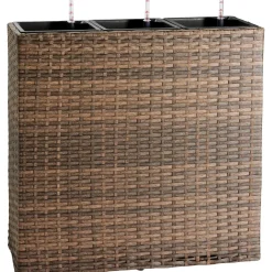 Fioriera da esterno in polyrattan marrone 76x27x79 cm