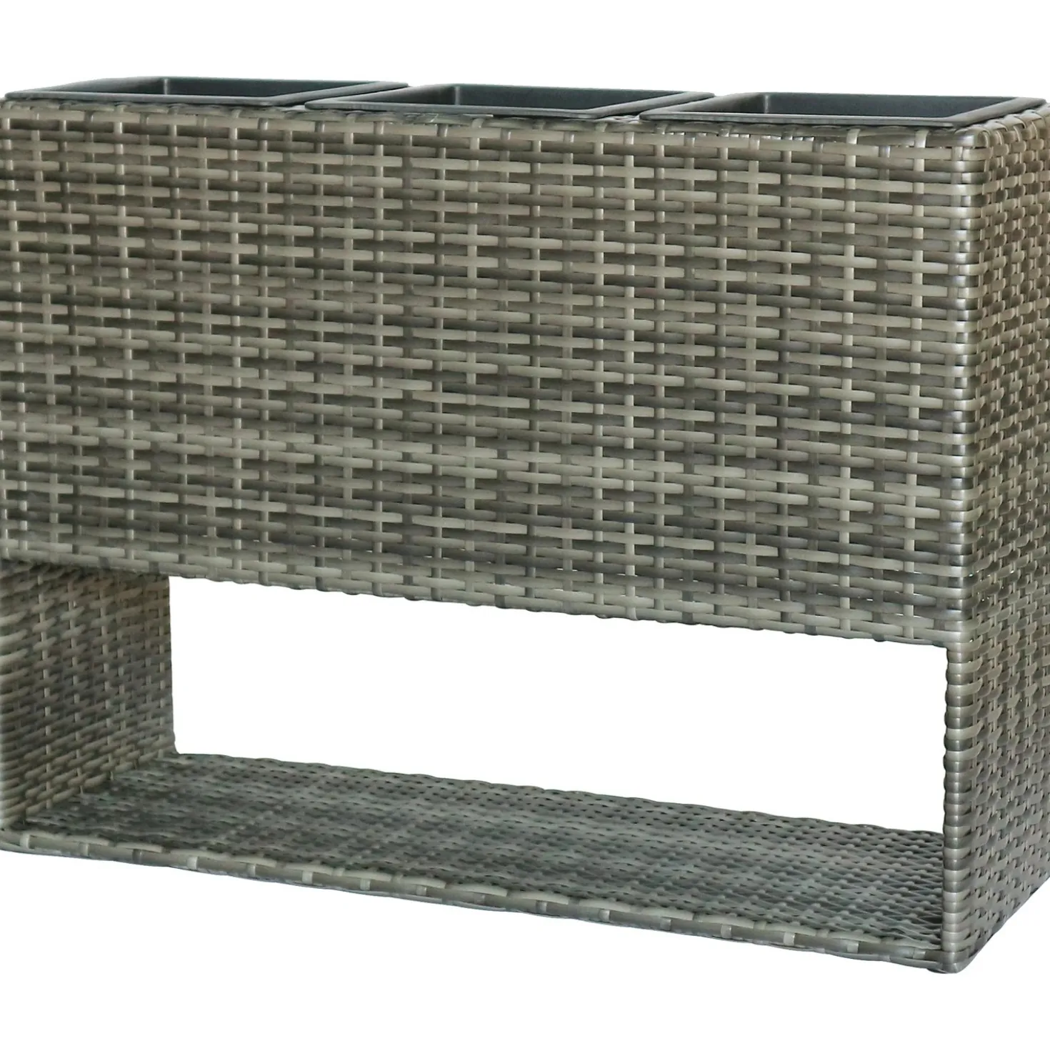 Fioriera da esterno rialzata Wicker in vimini 60x28x83 cm grigio