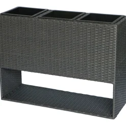Fioriera da esterno rialzata Wicker in vimini 60x28x83 cm grigio scuro
