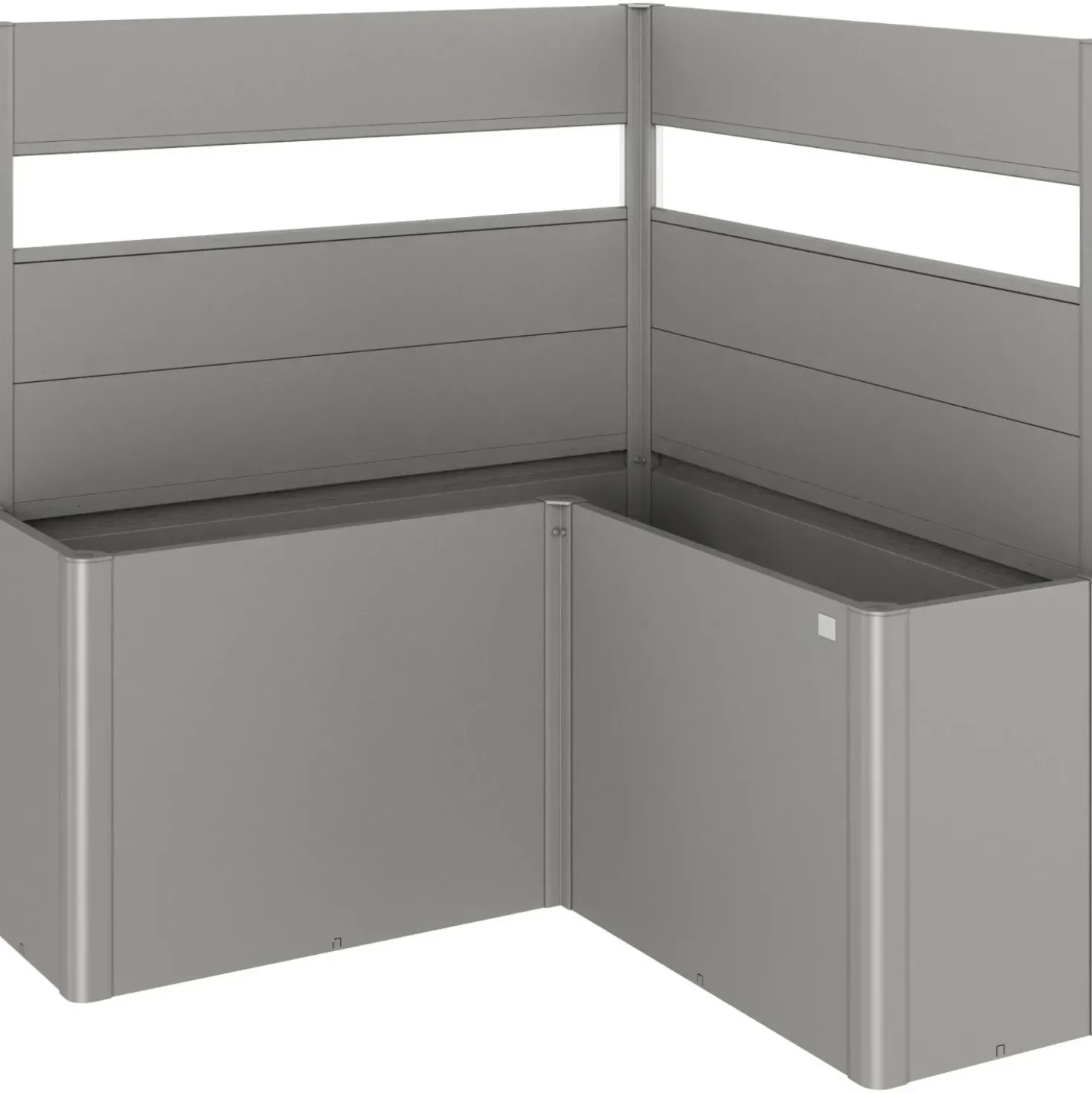 Fioriera frangivista Belvedere Biohort a L con vetro 150 cm Gri quarz met 2 pz