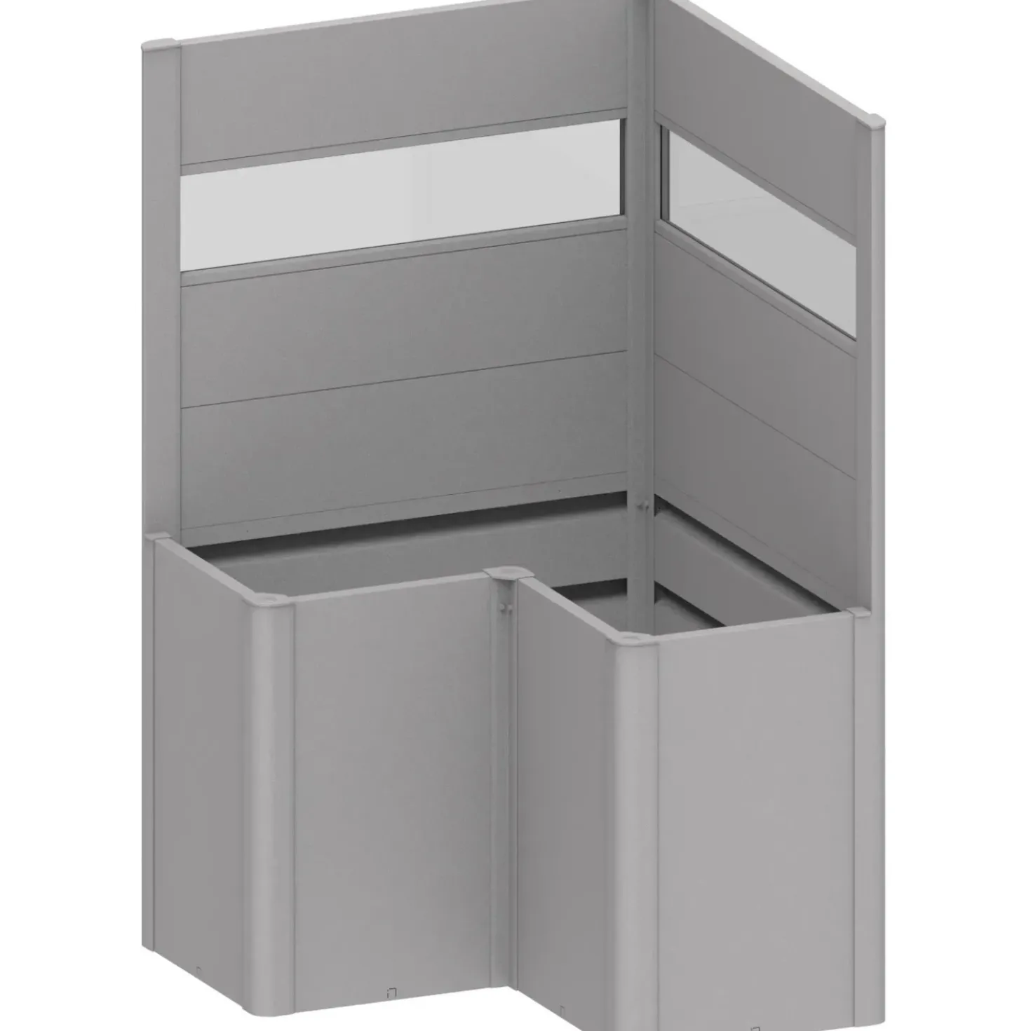 Fioriera frangivista Belvedere Biohort a L con vetro 100 cm Argento met 2 pz