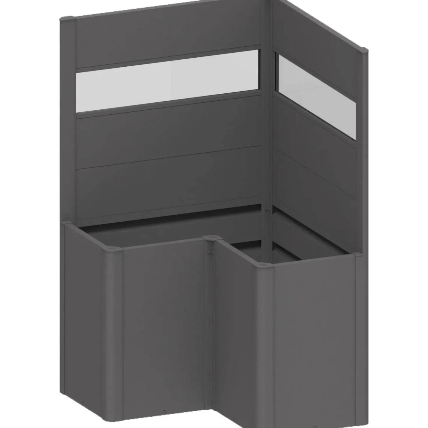Fioriera frangivista Belvedere Biohort a L con vetro 100 cm Grigio sc met 2 pz