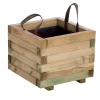 Fioriera in legno naturale quadrata Baroque 40x40x H 33 cm