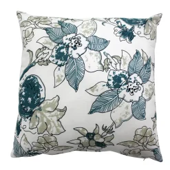 Fodera per cuscino fantasia floreale blu/verde 50x50 cm