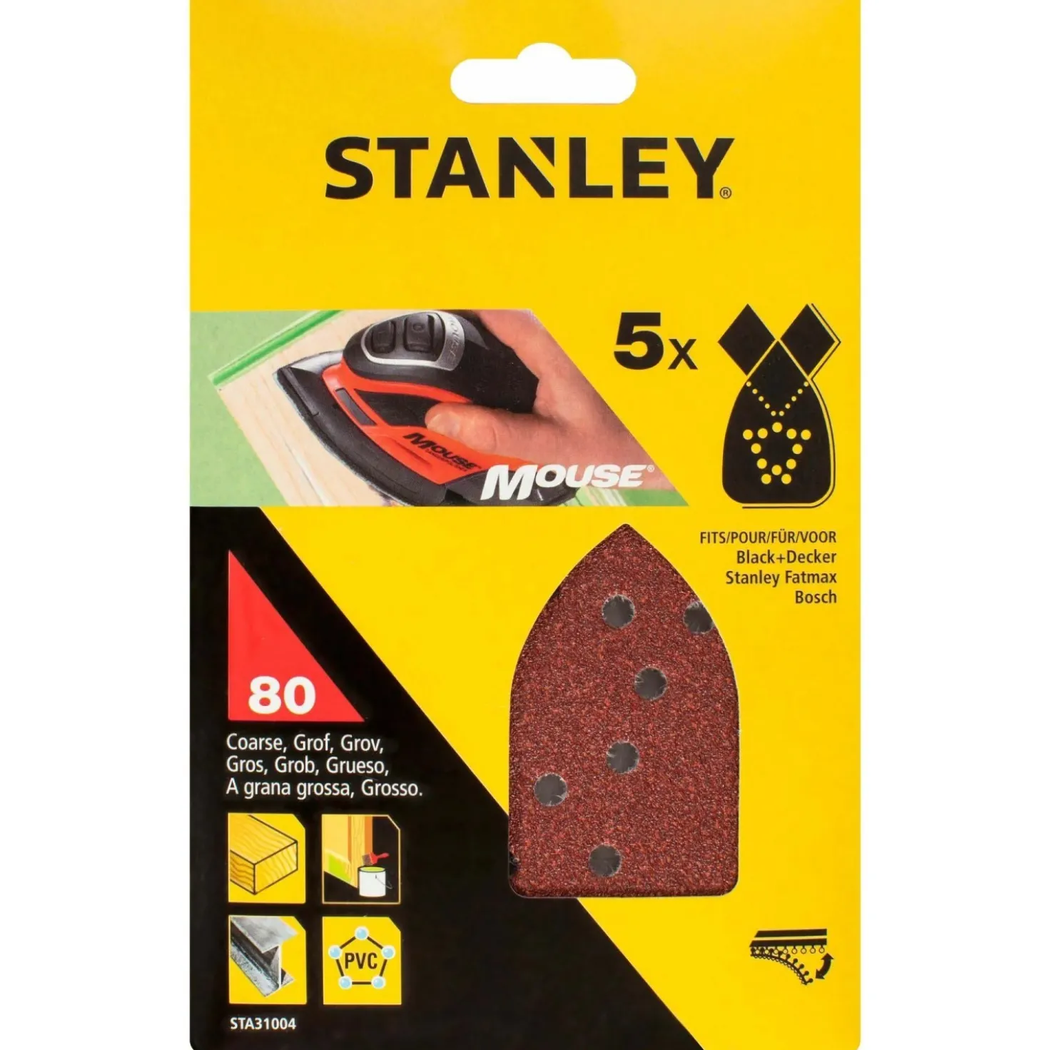 Fogli abrasivi a delta Stanley per levigatrici grana 80 5 pz