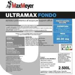 Fondo alchidico MaxMeyer Ultramax poliuretanico supporti difficili bianco 2,5 l