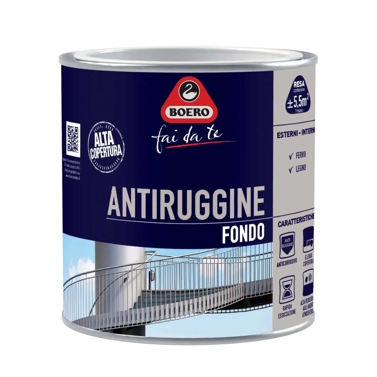 Fondo antiruggine 0,5 l grigio Boero
