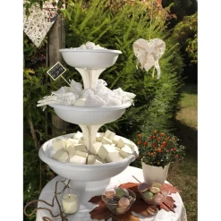 Fontana con ciotole set 3 pz Bama bianco 50x64 cm