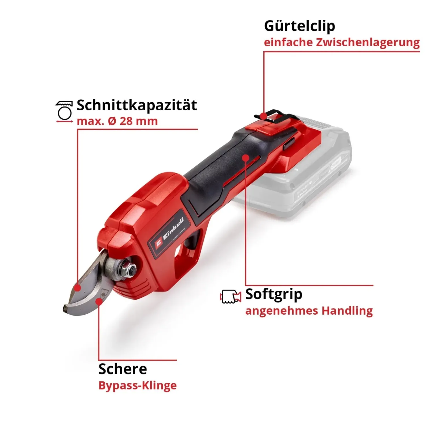 Forbici da potatura a batteria Einhell 18 V - Solo corpo macchina