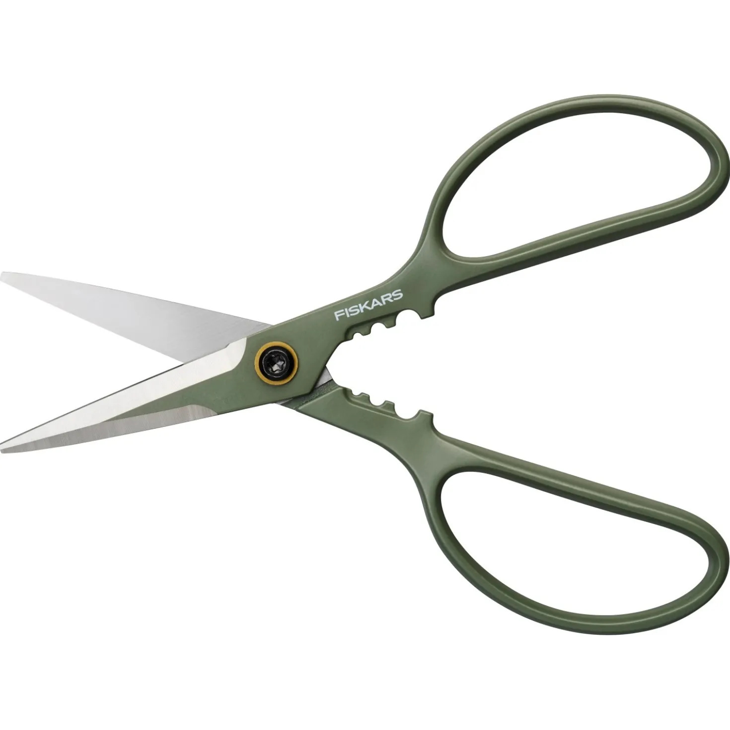 Forbici per piante Fiskars con supporto verde