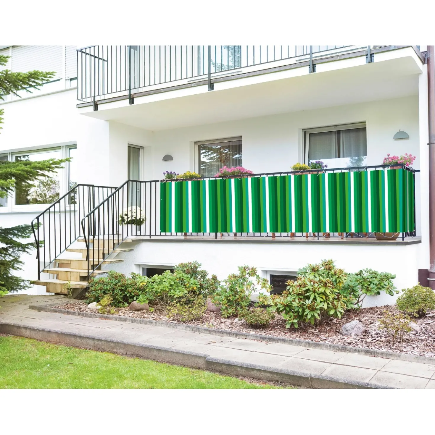 Frangivista da balcone 90x500 cm bianco e verde