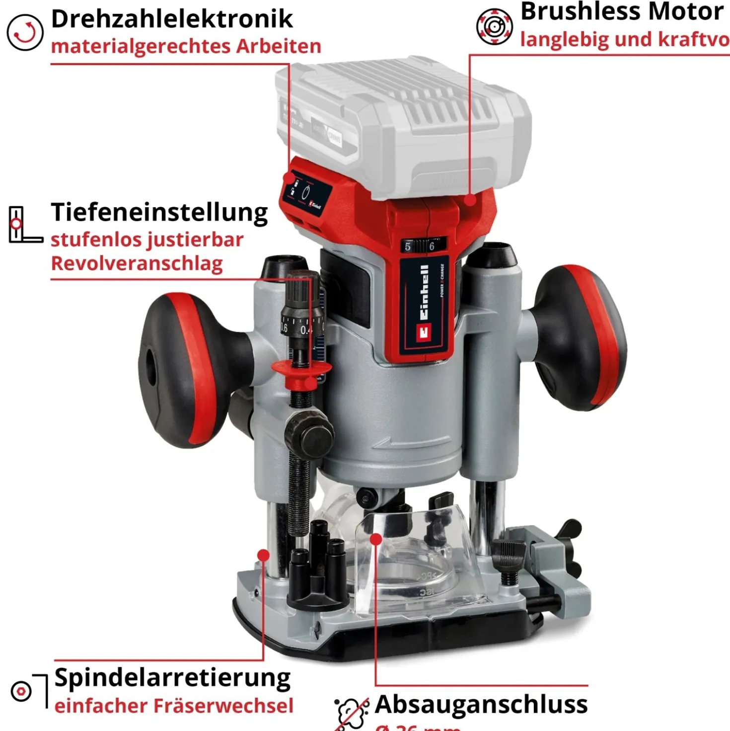Fresatrice verticale a batteria Einhell Professional TP-RO 18 Li BL - Solo