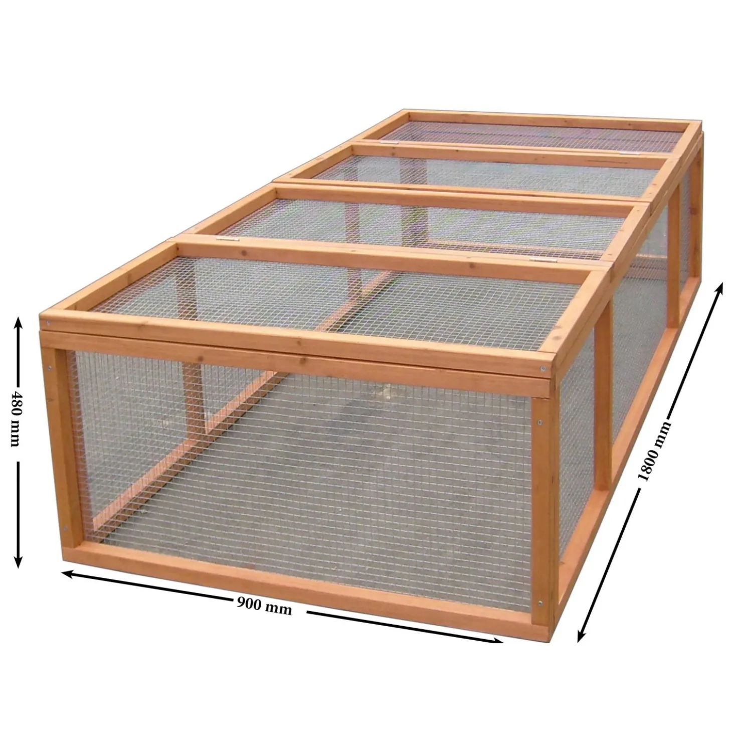Gabbia per conigli in legno di abete 180x90x48 cm