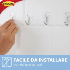 Ganci adesivi trasparenti 3M Command™ con punta metallica 3 pz
