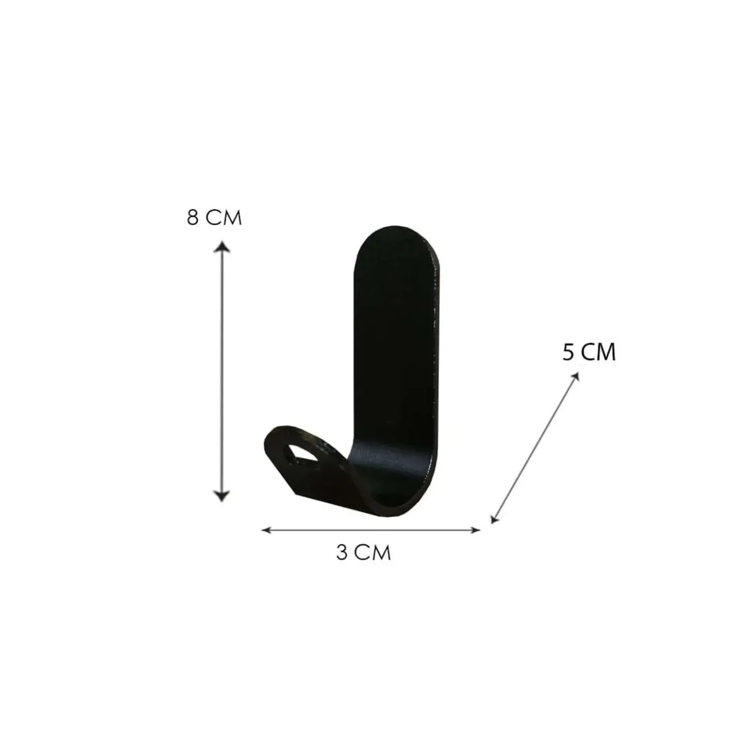 Gancio 1 posto in alluminio nero opaco L 3 x H 8 x P 4 cm