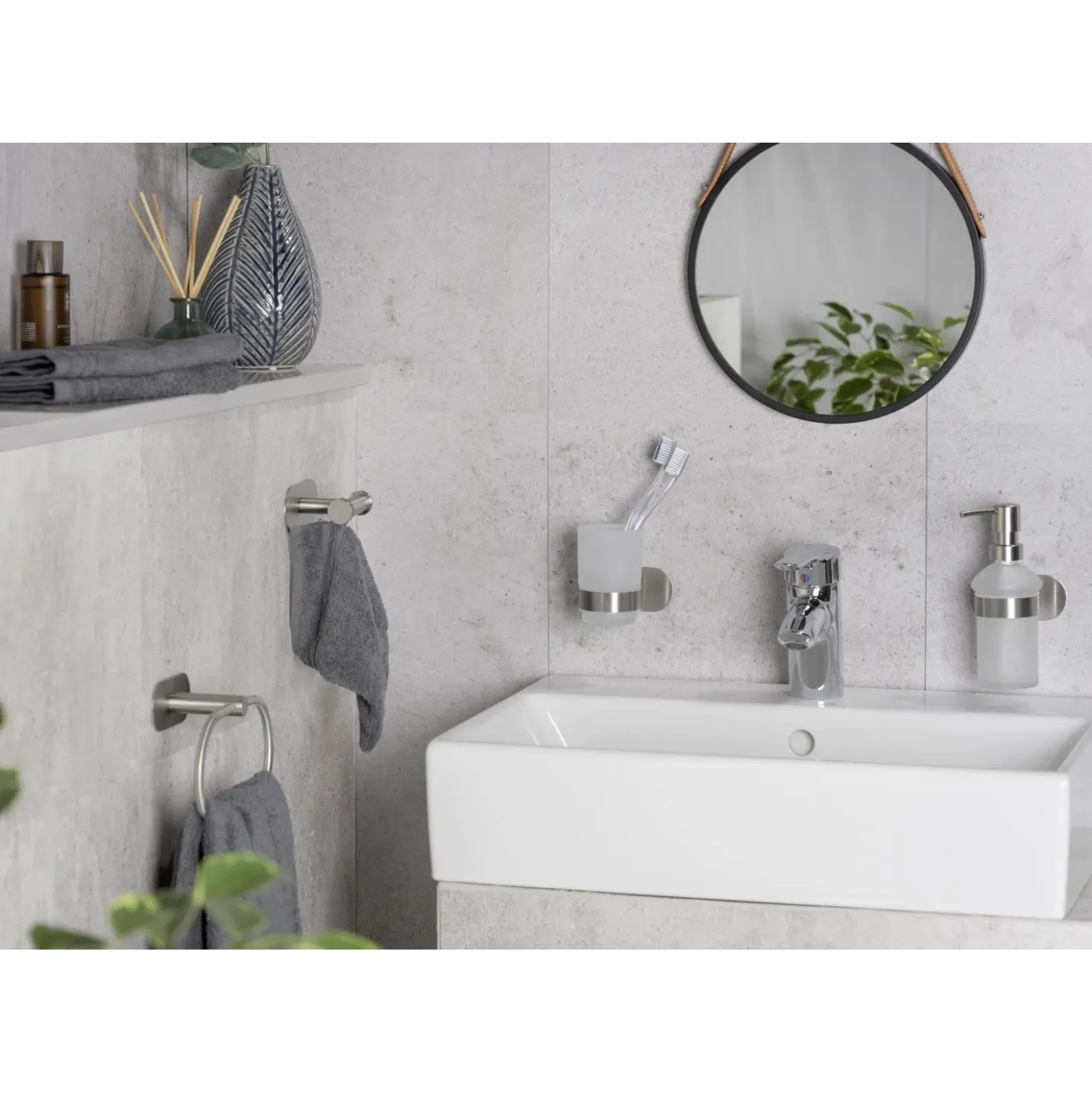 Gancio adesivo a muro Wenko Turbo-Loc Duo Orea acciaio inox opaco