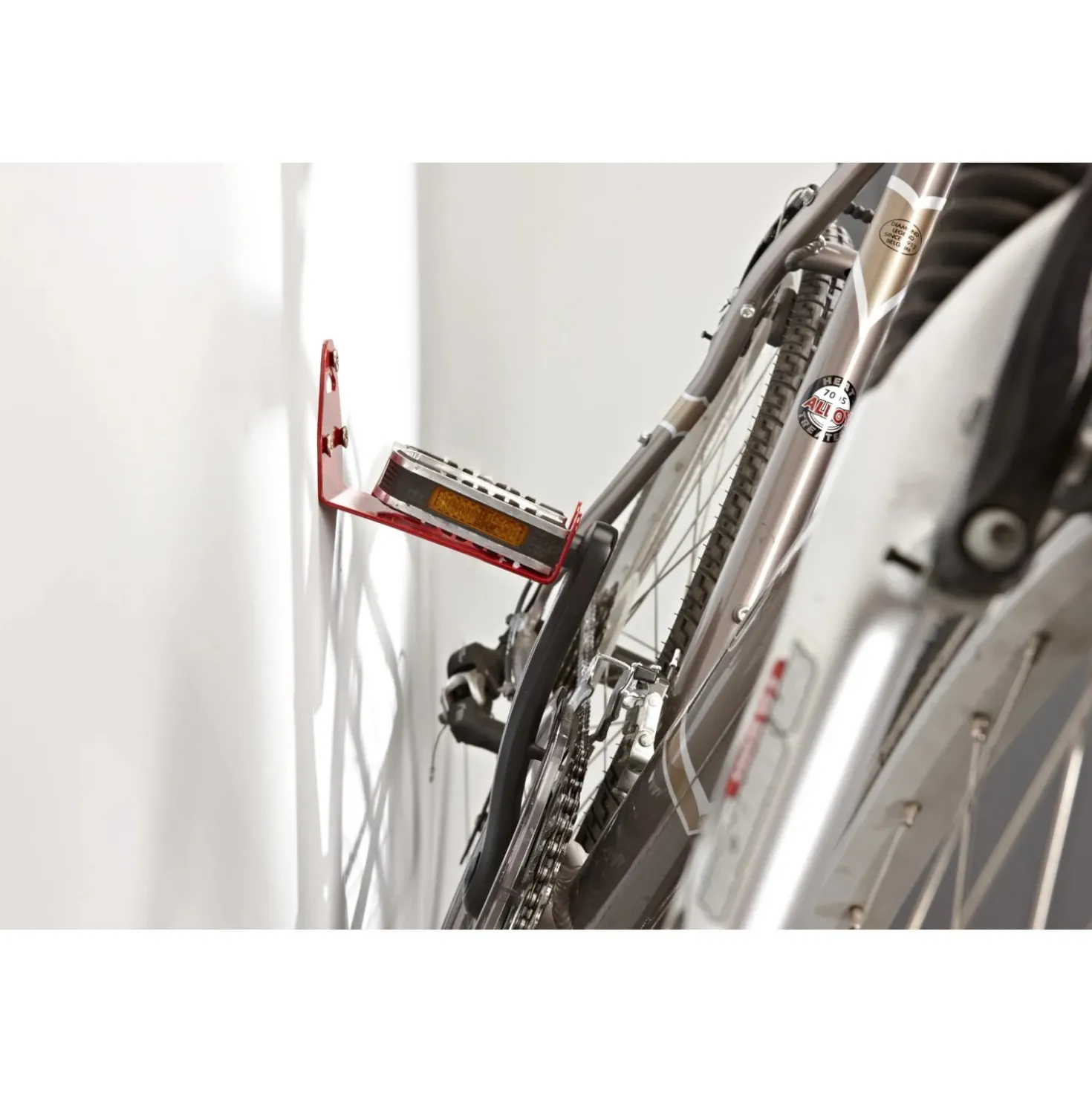 Gancio bici muro da pedale 12,5x8x7,7 cm rosso