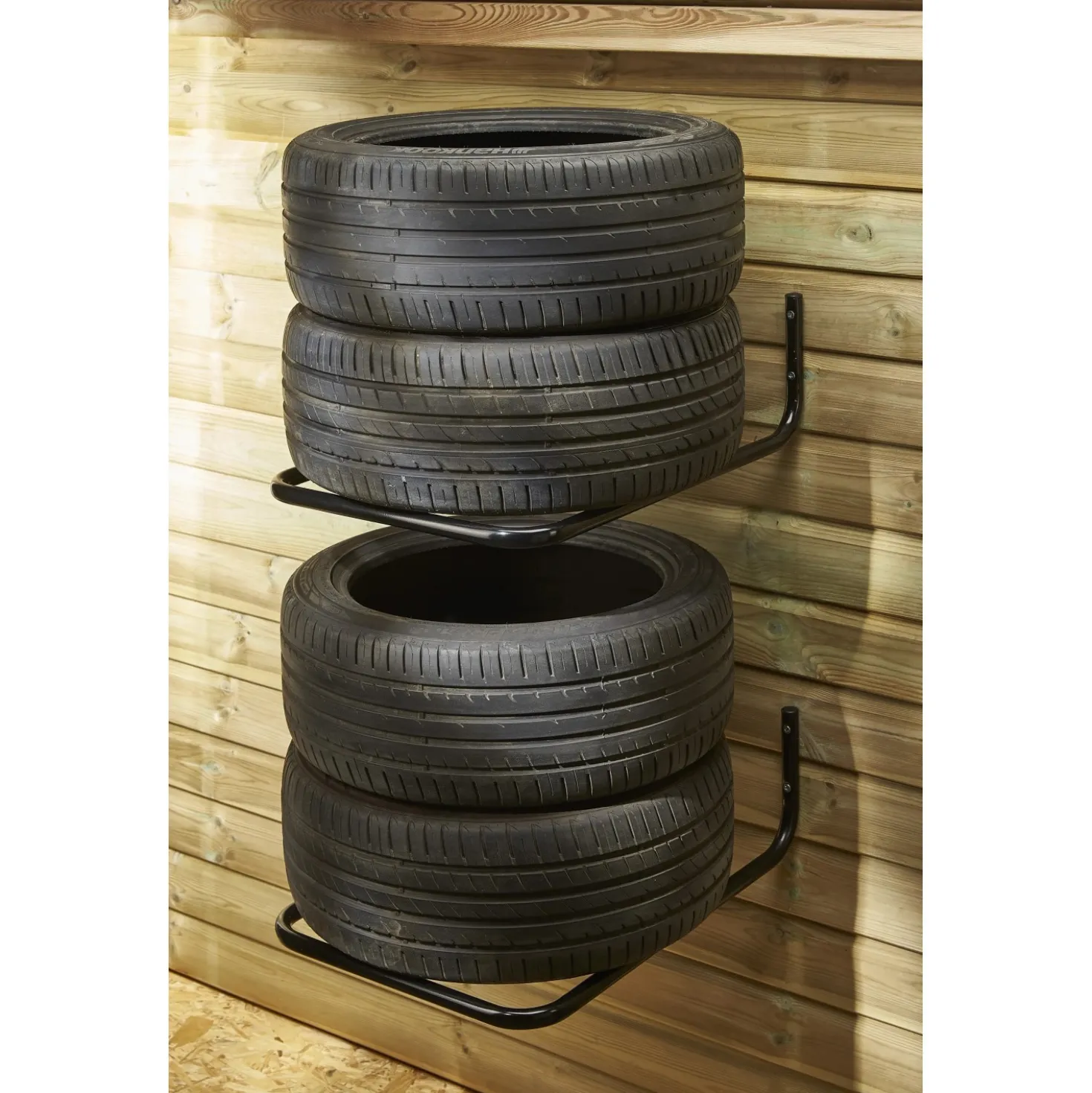 Gancio da muro per pneumatici P 65 cm nero 2 pz