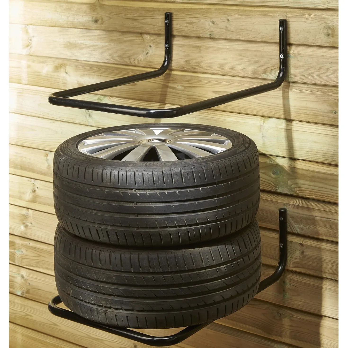 Gancio da muro per pneumatici P 65 cm nero 2 pz