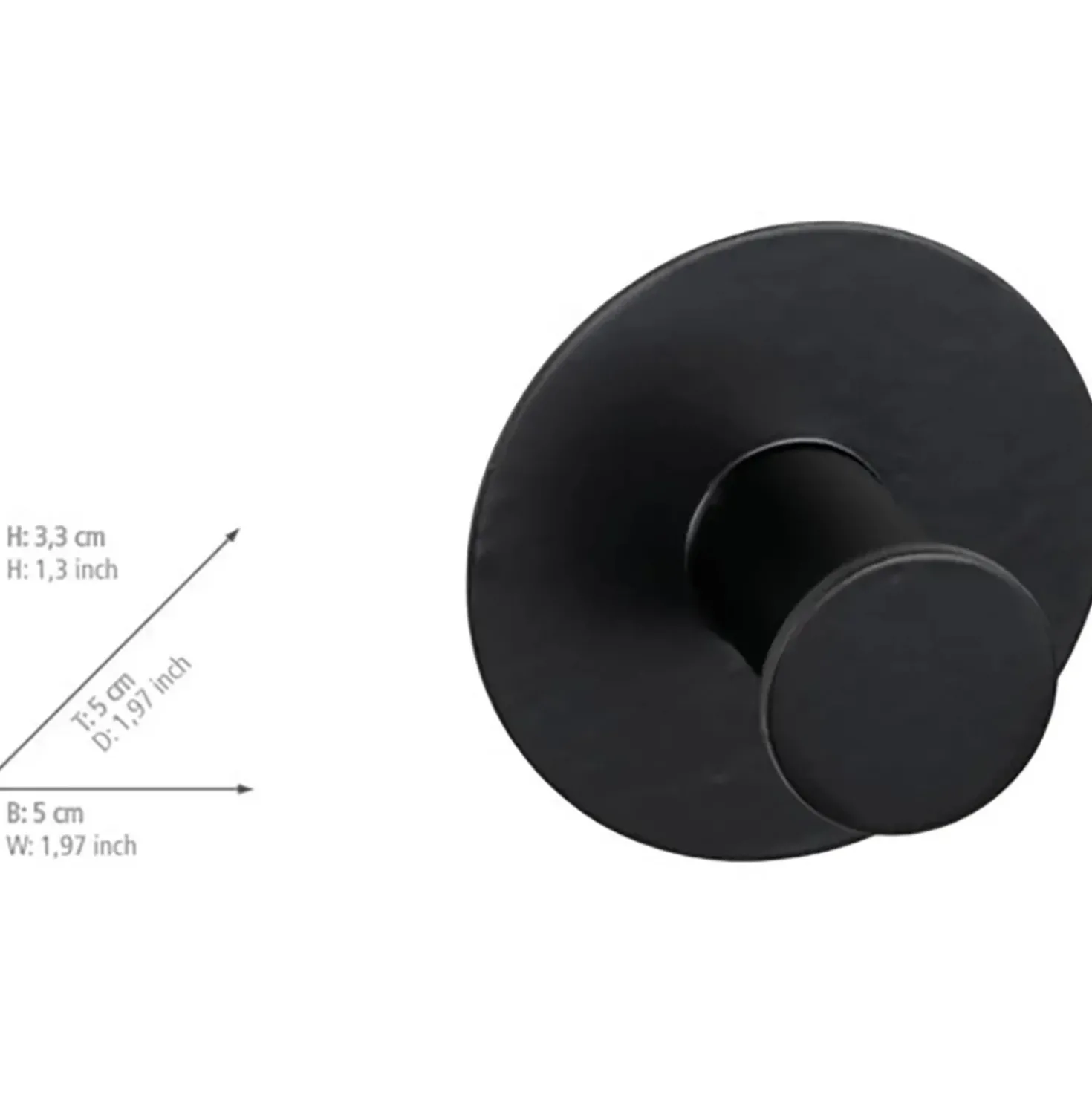 Gancio da parete Wenko Celano in acciaio inox nero 50x33x50 mm