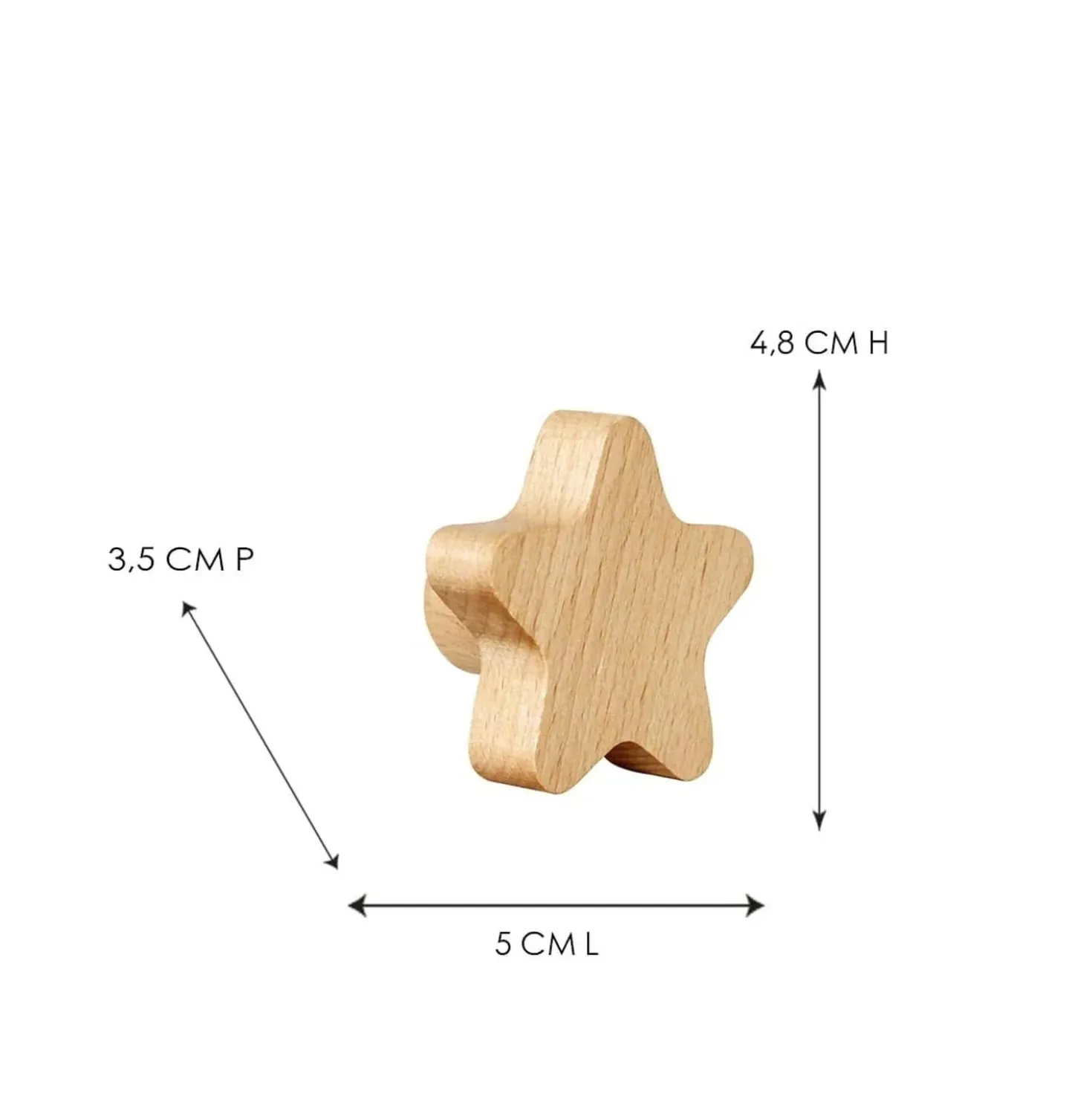 Gancio in legno di faggio L 5 x H 4,8 x P 3,5 cm