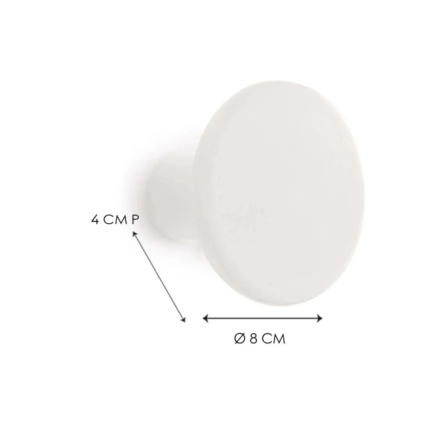 Gancio in poliresina rotondo colore bianco diametro 8 cm