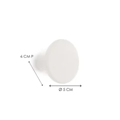 Gancio in poliresina rotondo colore bianco diametro 5 cm