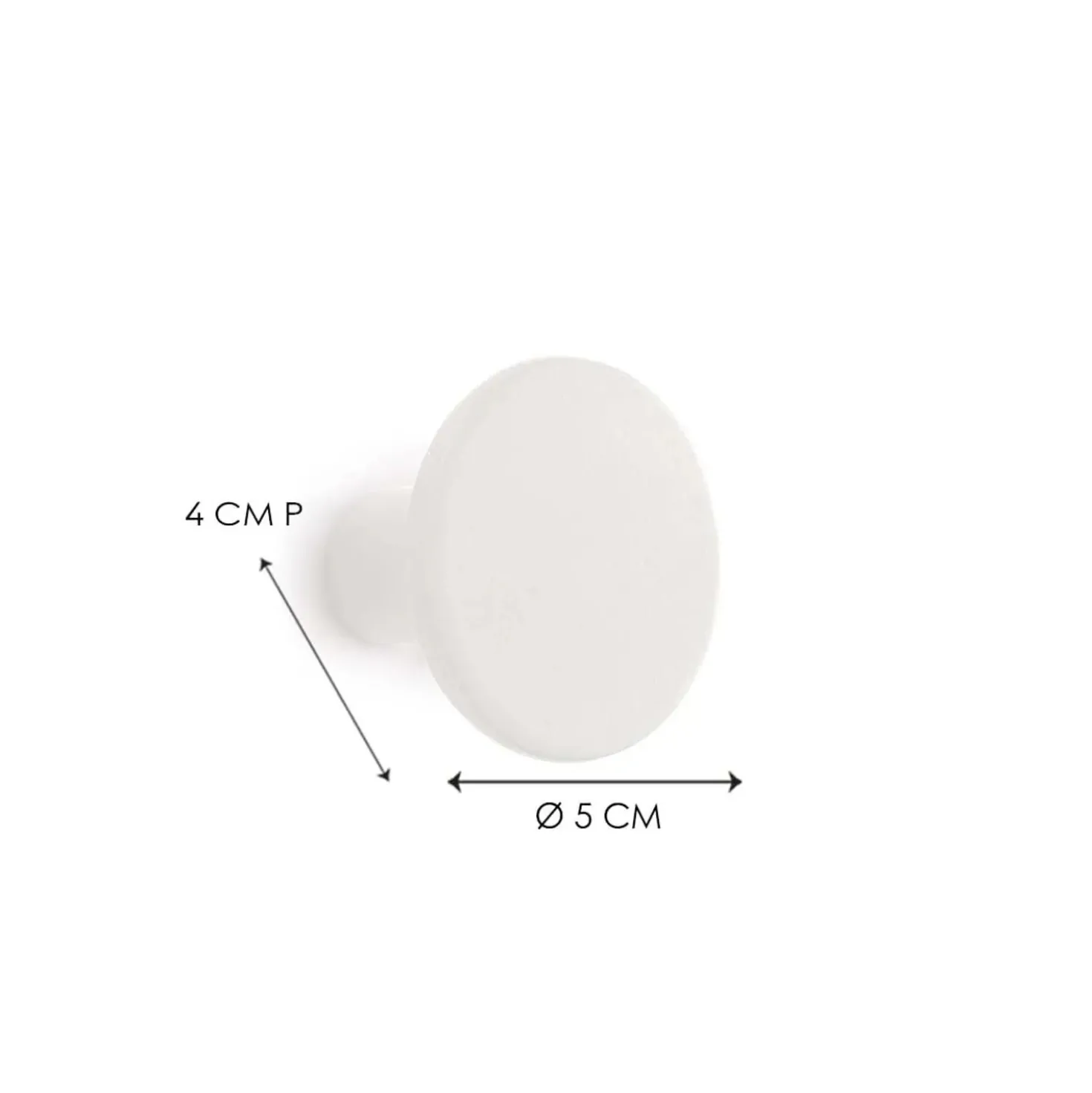 Gancio in poliresina rotondo colore bianco diametro 5 cm