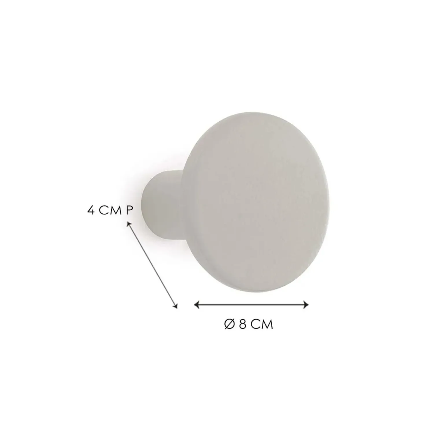Gancio in poliresina rotondo colore grigio diametro 8 cm