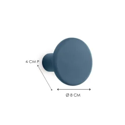 Gancio in poliresina rotondo colore blu scuro diametro 8 cm