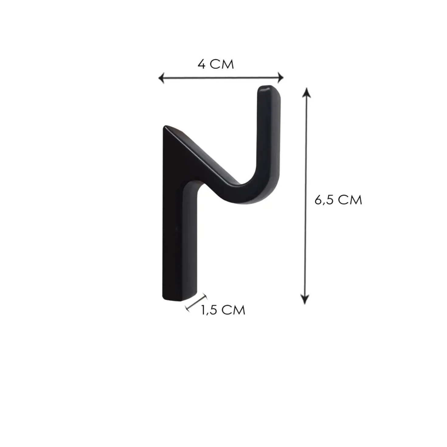 Gancio in zama nero opaco L 1,5 x H 6,5 x P 4 cm