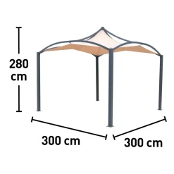 Gazebo in acciaio e poliestere Galata 300x300x320 cm
