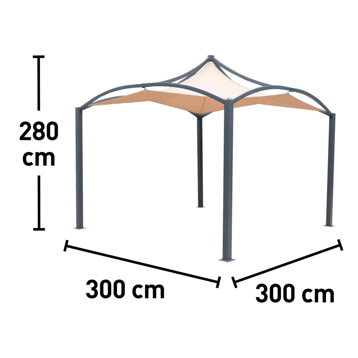 Gazebo in acciaio e poliestere Galata 300x300x320 cm