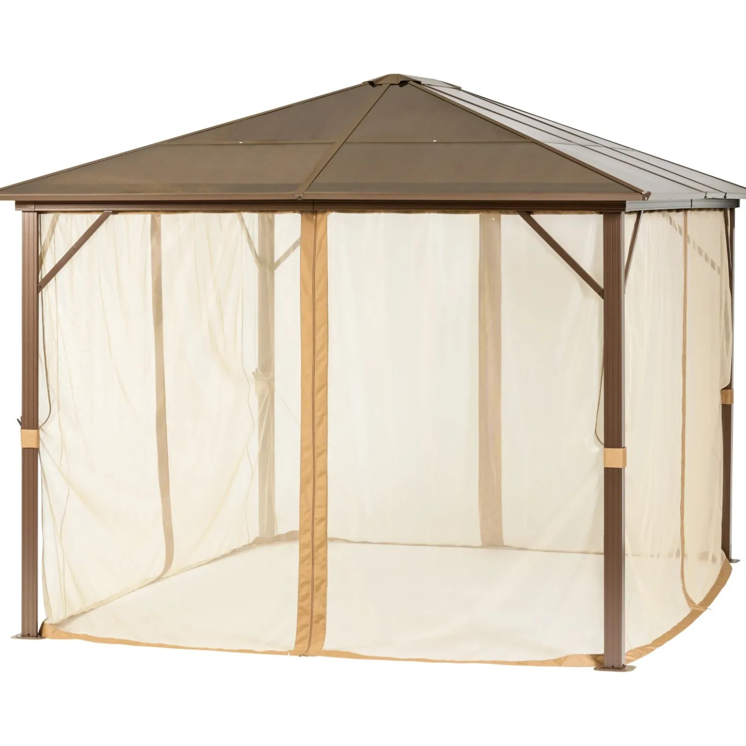 Gazebo in alluminio e policarbonato Casais 360x300x258 cm