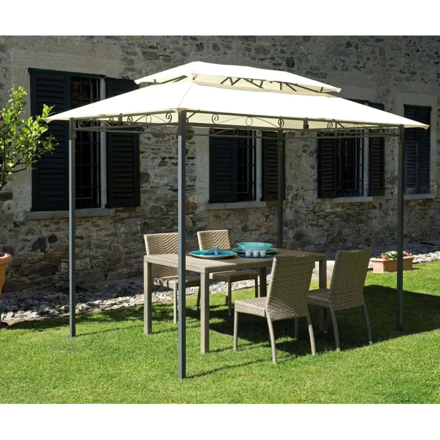 Gazebo in ferro e poliestere 300x200 cm