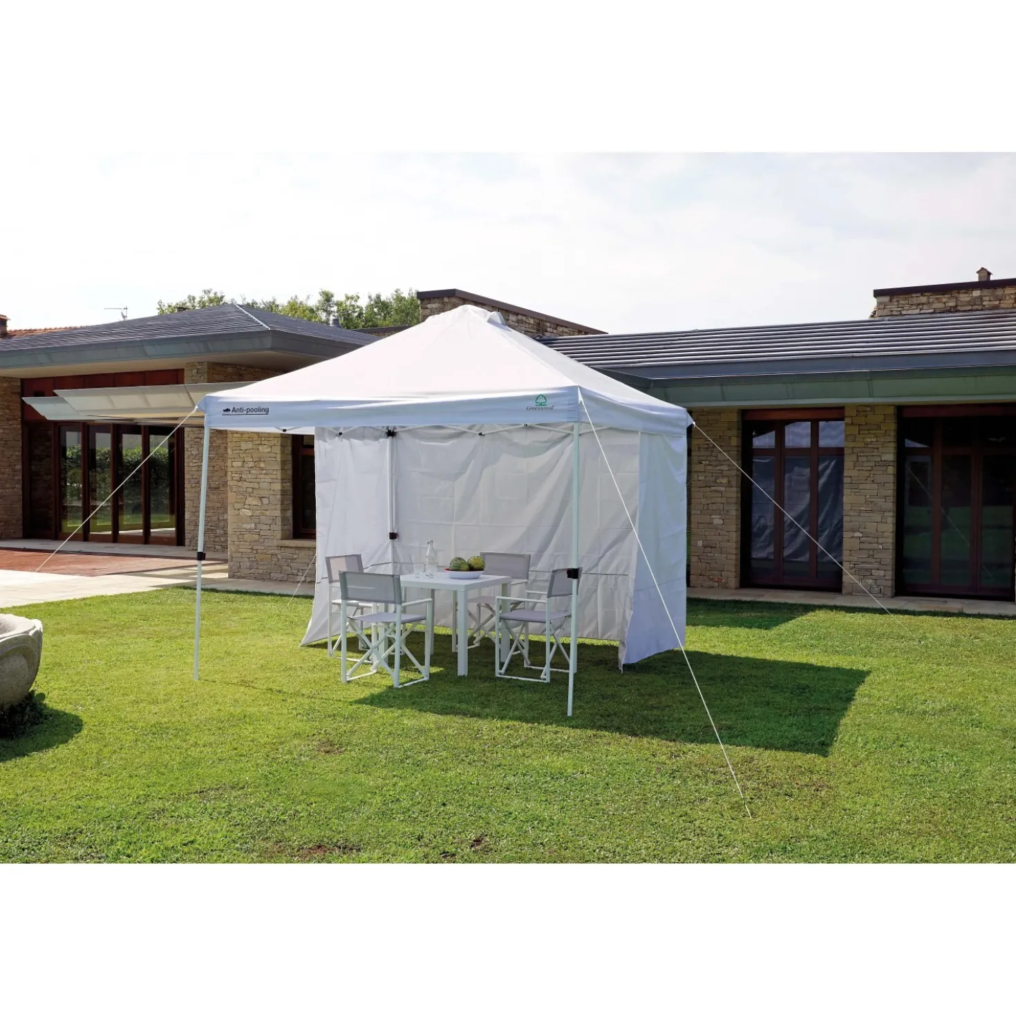 Gazebo in ferro e poliestere pieghevole anti-pooling 300x300 cm
