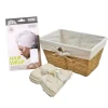 Gift set spa cesto con turbante in microfibra e lavette 26x17x20 cm panna