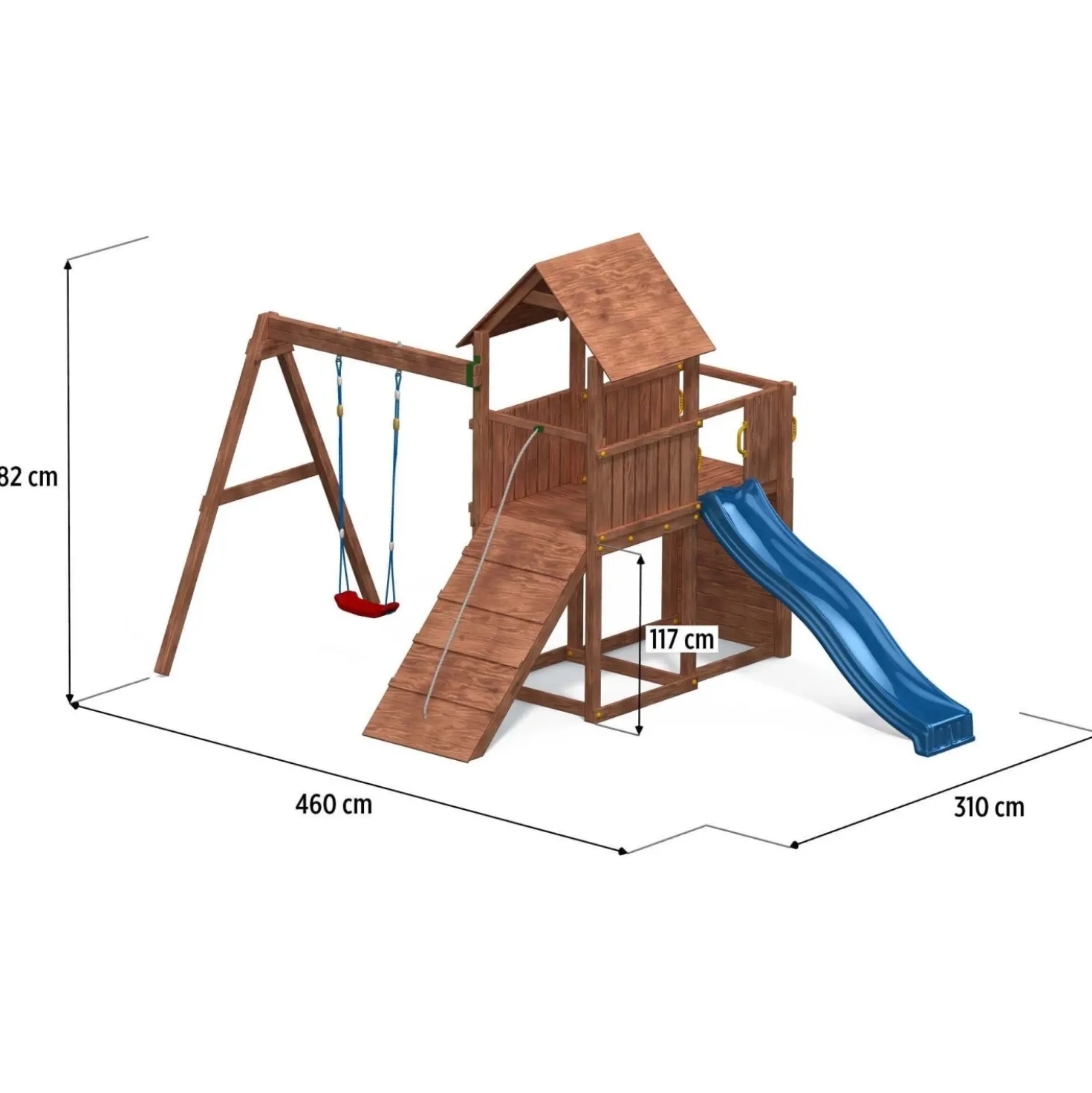Gioco da giardino Carol 3 con scivolo e altalena 310x460xh282 cm