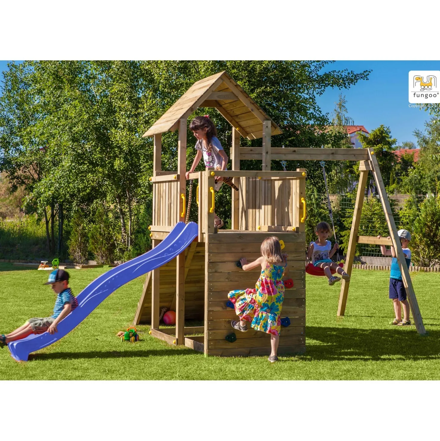 Gioco da giardino Carol 3 con scivolo e altalena 310x460xh282 cm
