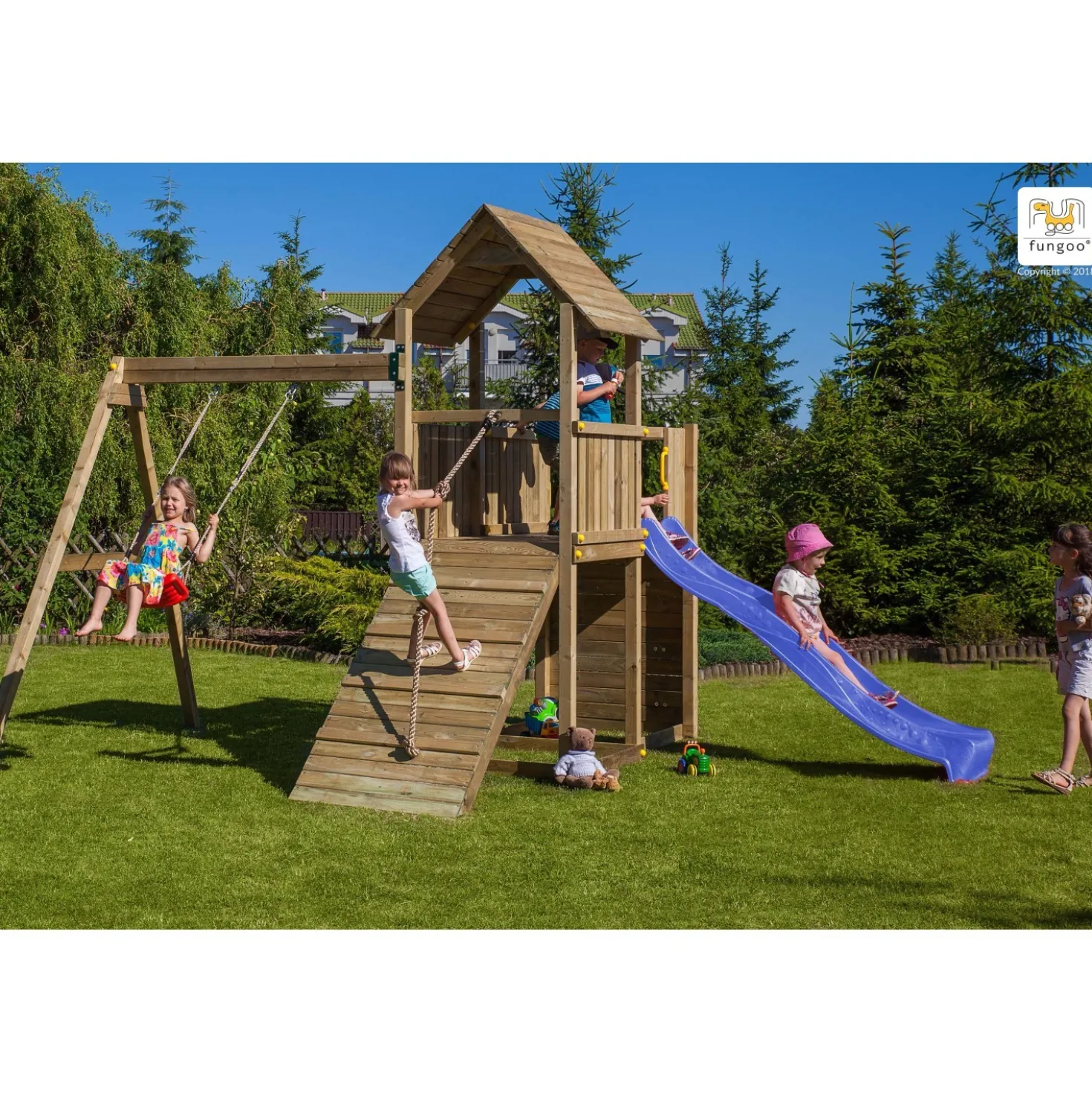 Gioco da giardino Carol 3 con scivolo e altalena 310x460xh282 cm