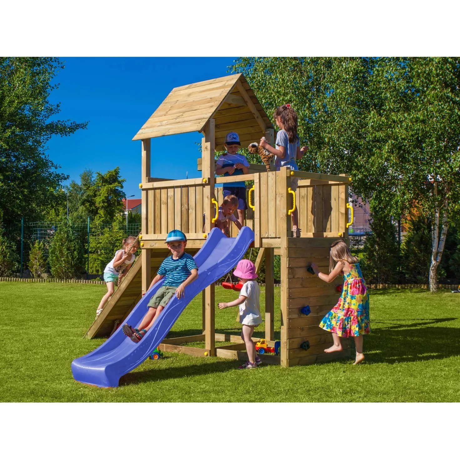 Gioco da giardino Carol 3 con scivolo e altalena 310x460xh282 cm